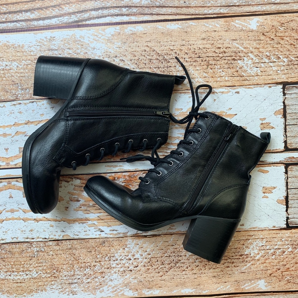 Nine West Black Leather granny boots